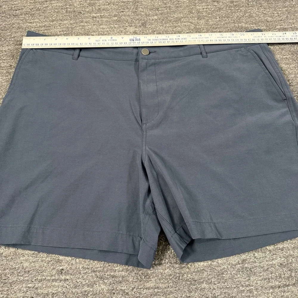 Faherty All Day Chino Shorts Mens 42 Blue Logo Cotton Stretch High Rise Outdoor